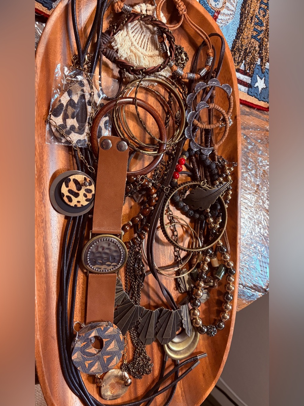 Brown Leather and Mixed-Metal Women's Bracelet Set